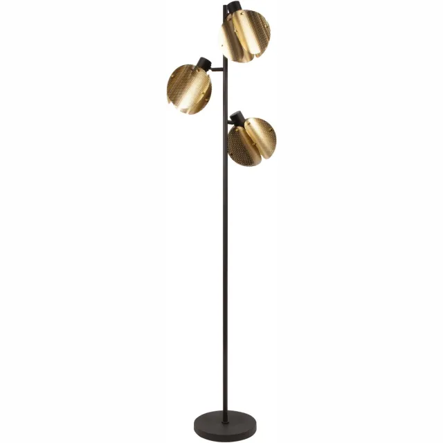 Osram DECOR Gevouwen Globe Vloerlamp 3x E27, 360mm, Goud, Staal geëlektroplateerd, Industrieel, Textielkabel