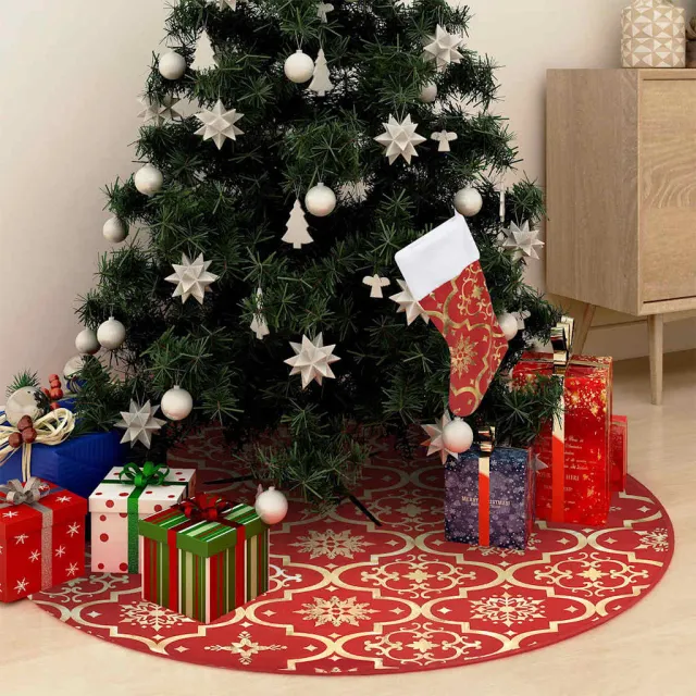 vidaXL Luxe Kerstboomrok met Sok Rood 150 cm Stof