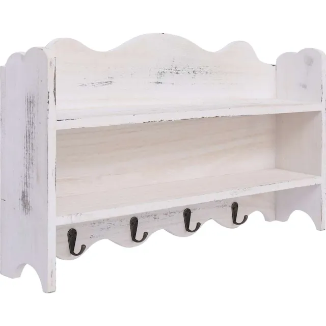 vidaXL Wandkapstok 50x10x30 cm hout wit