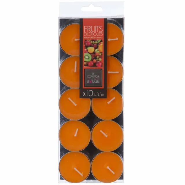 Atmosphera Geurtheelichtjes - 10x stuks - Exotisch Fruit geur - was/paraffine - 3,5 branduur Oranje