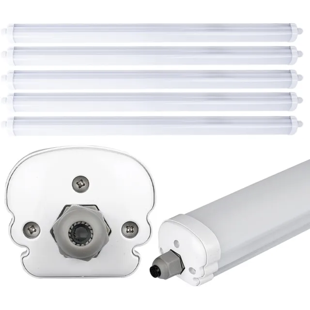 V-TAC LED plafondlamp vochtbestendig LED garageverlichting LED buis, serieschakeling, spatwaterdicht, 1x LED 36W 4320lm neutraal wit, L 120 cm, set van 5