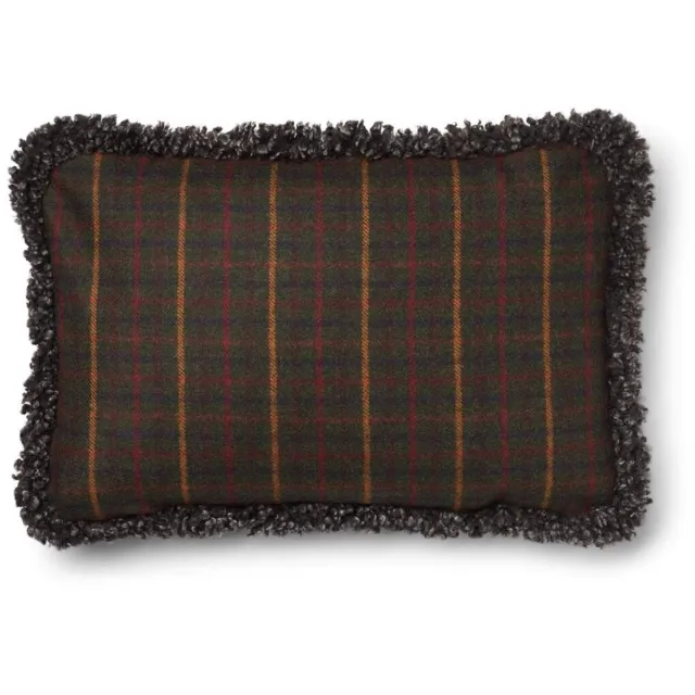 Sheepskin House Wollen Kussen - Dubbelzijdig - KW rand - 34x52 cm Kilberry Fir-D. Green/Capp.i