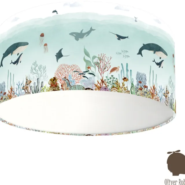 Bi & Li Creaties Plafondlamp Sensational Sea blue Oliver Robins-sfeerverlichting-onderwater-zeedieren-incl diffuser-incl plafondfitting blauw