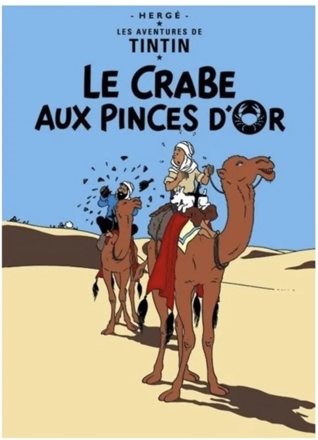 Hergé - Moulinsart - Kuifje Kuifje Poster van album 'de krab met de gouden scharen' Franstalig, 50x70 cm, Officiële Kuifje Poster Multi
