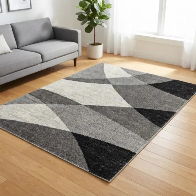 TapisTrend Designer tapijt Grijs-Rood 160x220 cm Modern vloerkleed met kruisende lijnen en abstracte geometrische blokken voor de woonkamer, slaapkamer en eetkamer