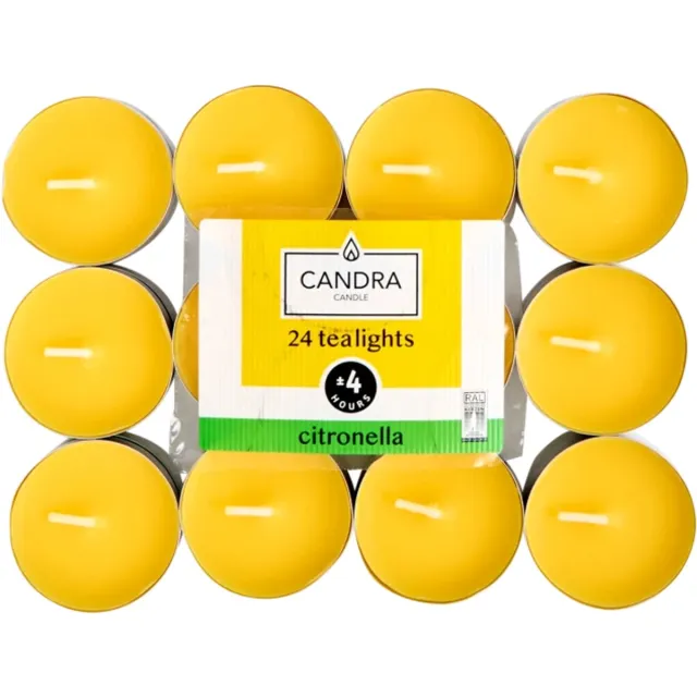 Candra geurtheelichten Citronella 24 stuks | diverse varianten Geel-wit