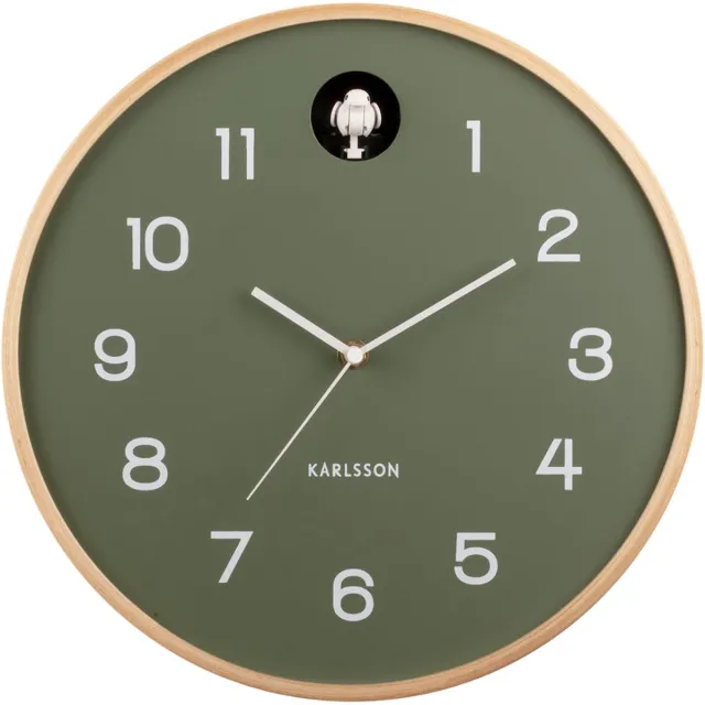 Karlsson Koekoeksklok Natural Cuckoo - Jungle Groen - Ø31,5cm - Wandklok Scandinavisch,Modern