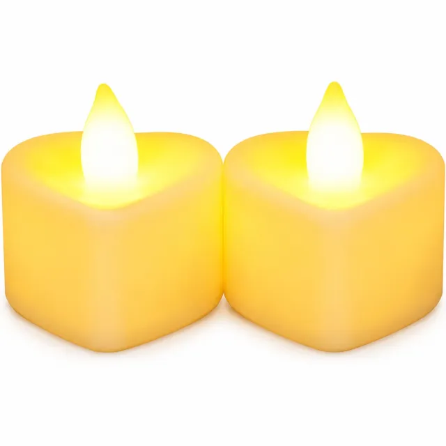 SWGOTA led kaarsen - hartvormige uitvoering, 3,9 x 3,4 cm, kunststof, voor LR1130-batterijen, romantische decoratie Wit
