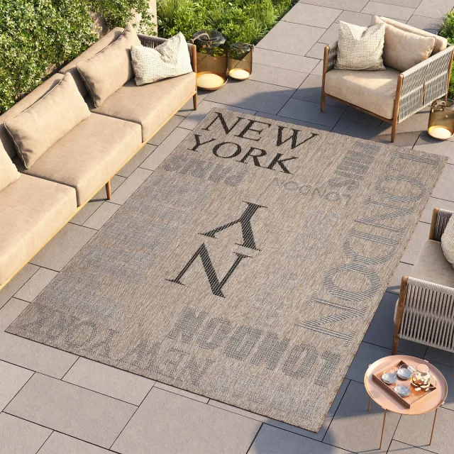 Tapiso Melissa Vloerkleed Bruin Binnen Buiten Tapijt voor Terras Tuin Balkon Maat- 160x230 Bruin 9