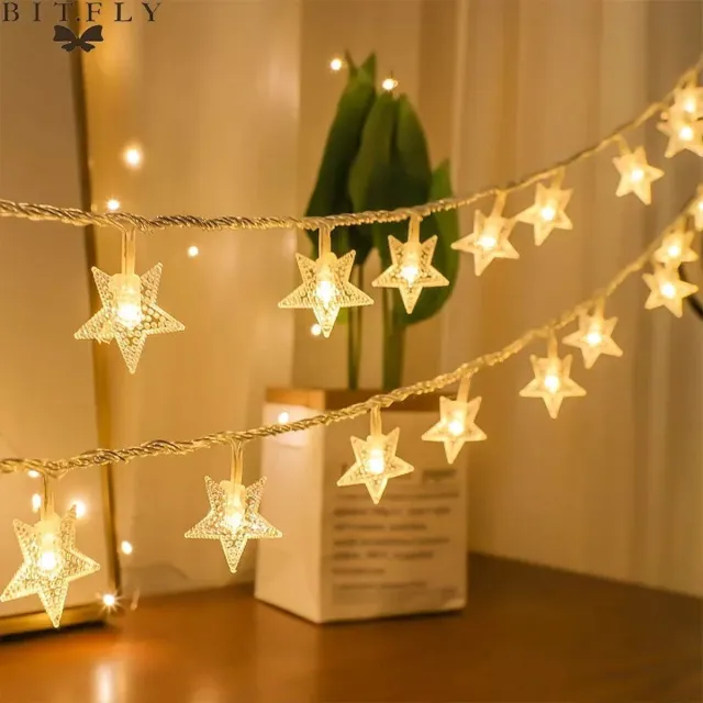 MOZY Kerstverlichting - Sterren - 3 meter - Warm Wit - 20 Lichtjes - Knipperfunctie - Kerstdecoratie - Lichtsnoer - Sneeuwvlok - Winter - Kerstboom - Kerstversiering