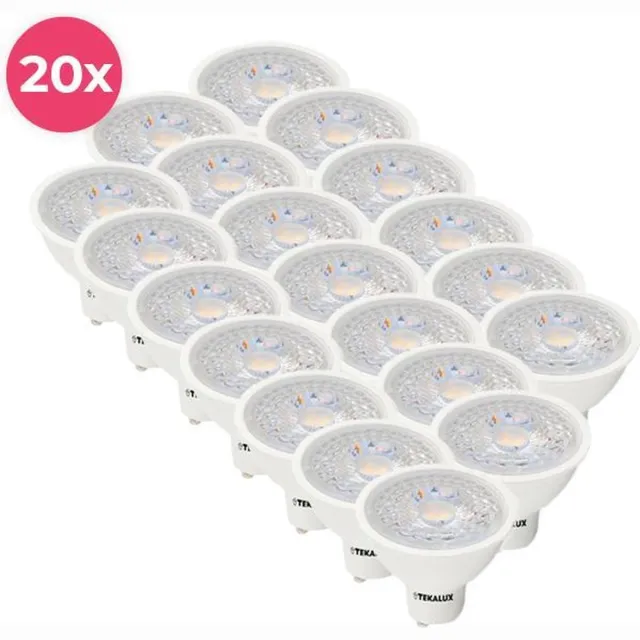 Olucia 20-packwitte GU10 LED spot Antonie, 3W, 2700K - Vorm: Rond