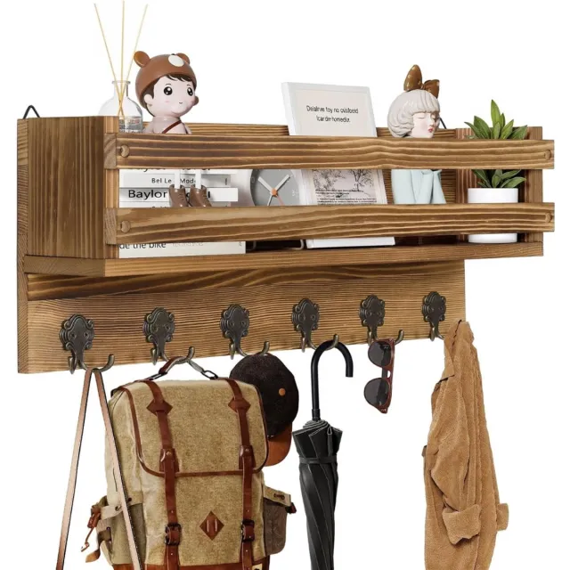 DailySupplies® Wandkapstok met Hoedenplank - Kapstok - Wandplank Vintage Bruin