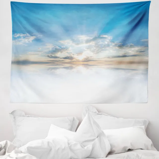 ABAKUHAUS Wolkenwandtapijt, Levendige Lucht met Wolken, 150 x 110 cm, Lichtblauw Wit