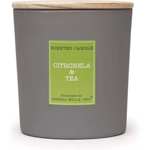 Cereria Mollà 1899 Cereria Molla 1899 - Geurkaars 230 gram- Citronella & Tea - 50 branduren- ANTI MUG Grijs met groen etiket