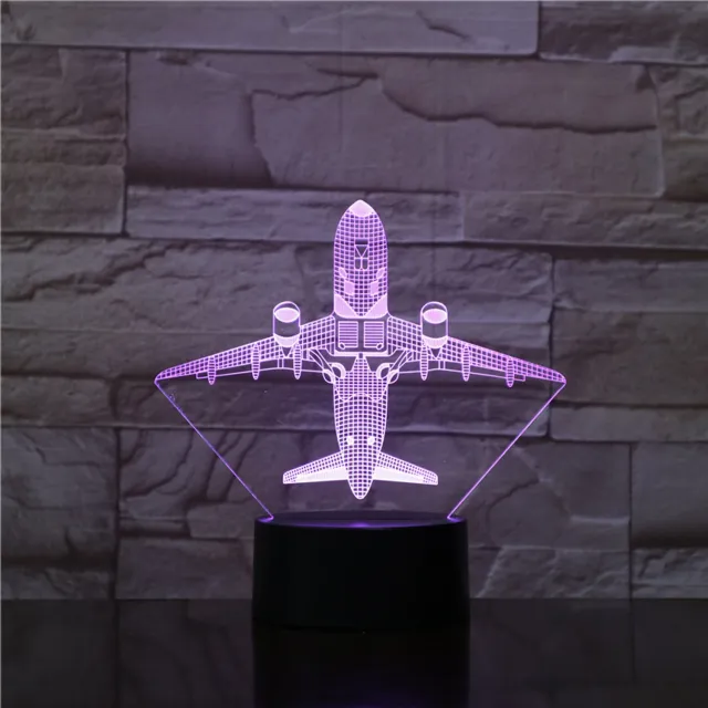 MC Living 3D Led Lamp Met Gravering - RGB 7 Kleuren - Vliegtuig