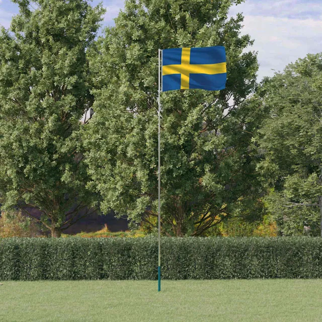 vidaXL Vlag met vlaggenmast Zweden 5,5 m aluminium Meerkleurig