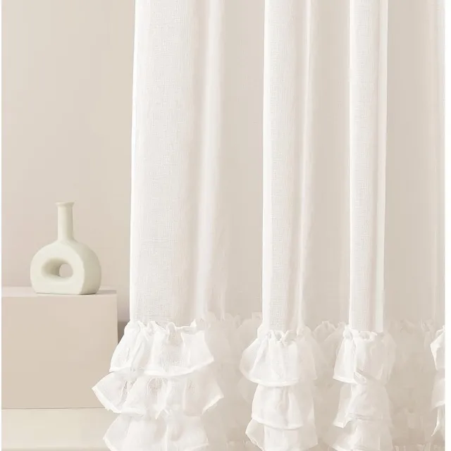 Flavia Elegant gordijn met ruches - 1 stuk - 300 x 250 cm - polyester Crème