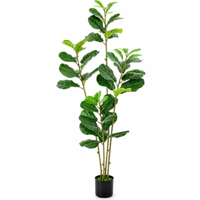 Seth Select Kunstmatige plant - Kunstboom 180 cm - Kunstplant Vioolblad Vijgenboom - Nepplant - Onderhoudsvrij Groen en zwart