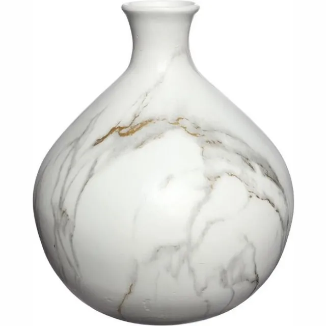 Ideas 4 Seasons Idea4seasons Bloemenvaas Dazzle - marmer look - Wit/goud - Keramiek - D23 cm x H25 cm - vaas