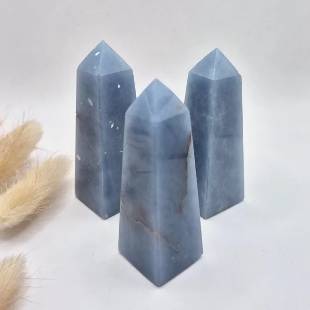 Moonlight Gemstones Angeliet Toren 7–9 cm | Hoge Kwaliteit Edelsteen Obelisk