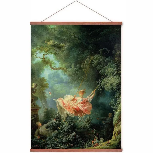 Esque Poster In Posterhanger - De Schommel - Kader Hout - Jean-Honoré Fragonard - 70x50 cm - Kunst - Ophangsysteem
