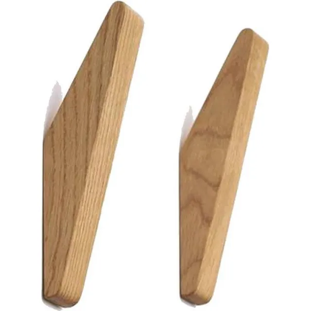 DWIH Nordic Design- 2 kapstok wand haken - naturel - Rubber wood - Modern Design