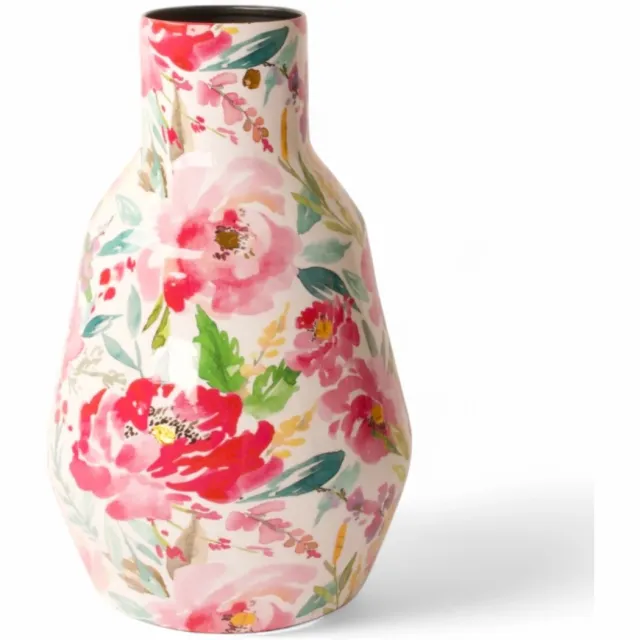 Winq Vaas Verona 18x30cm- Metalen vaas-Vaas voor kunstbloemen- Hoge Vazen pink
