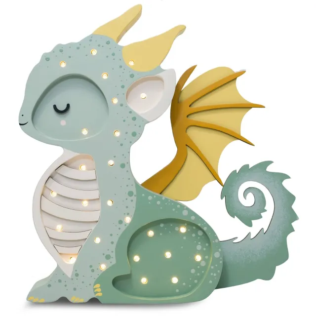 Little Lights houten nachtlamp handgemaakt Little lights - draak Groen