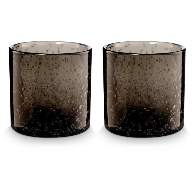 vtwonen Kandelaar Set van 2 - Kaarsenhouder van Glas - Zwart - 10x10cm