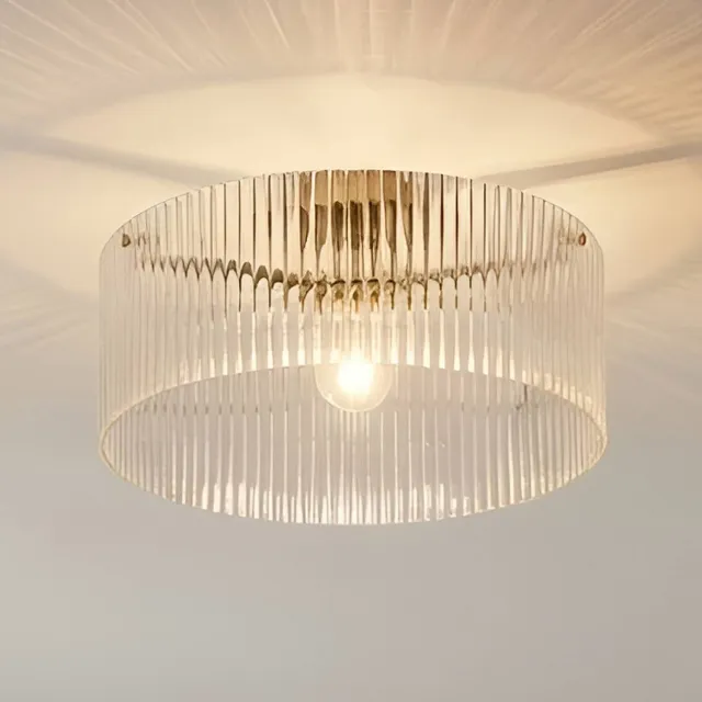 Lucande plafondlamp - 1licht - Glas, metaal - H: 20 cm - E27 - transparant, messing