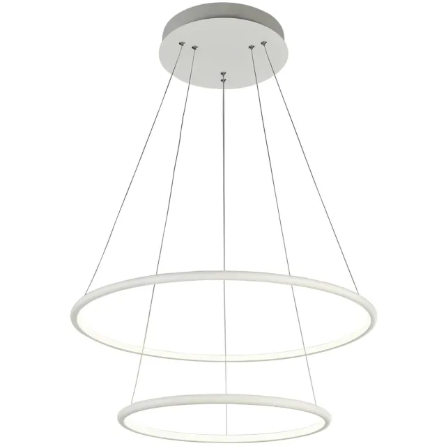 Fantasia Annu hanglamp met 2 ronde ringen (Ø40 en Ø60 cm), wit metaal/plexi, 53W SMD LED 3000K, 3445 lumen, dimbaar