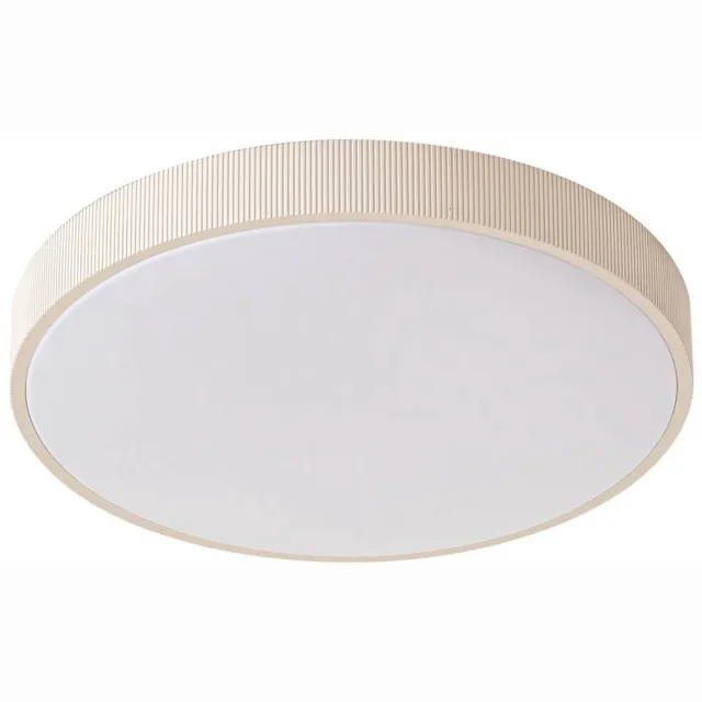 Lindby LED plafondlamp- met dimmer - 1licht - Kunststof, metaal - H: 8 cm - wit, beige - Inclusief lichtbron