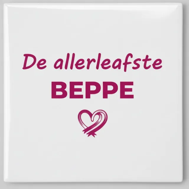 Nevolis Lieve Familie Quote Keramische Tegel “De Allerliefste Beppe” – Hartjes Design Wanddecoratie – 15 x 15 cm Multi Color