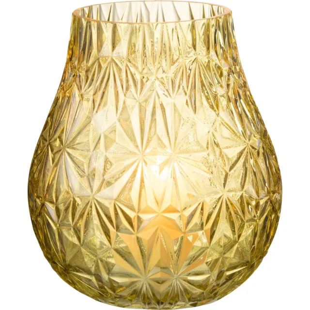 J-Line vaas Nox Geslepen - glas - geel - small - 22.5 cm hoog