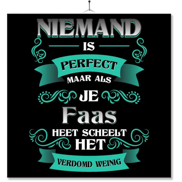 MC Living Tegel Met Opdruk | Kado | Cadeau | Niemand Is Perfect Maar Als Je Faas Heet Scheelt Het Verdomd Weinig Multi-Color