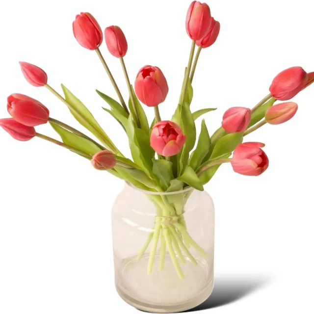 Winq Kunsttulpen In Fuchsia- 15 tulpen 40cm-Kunstbloemen-ex vaas