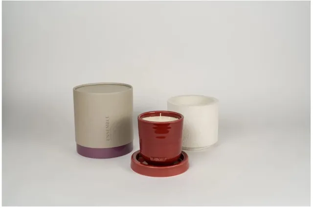 Val Pottery Mon Dada x Val Pottery Ensemble indoor geurkaars set burgundy chic rood