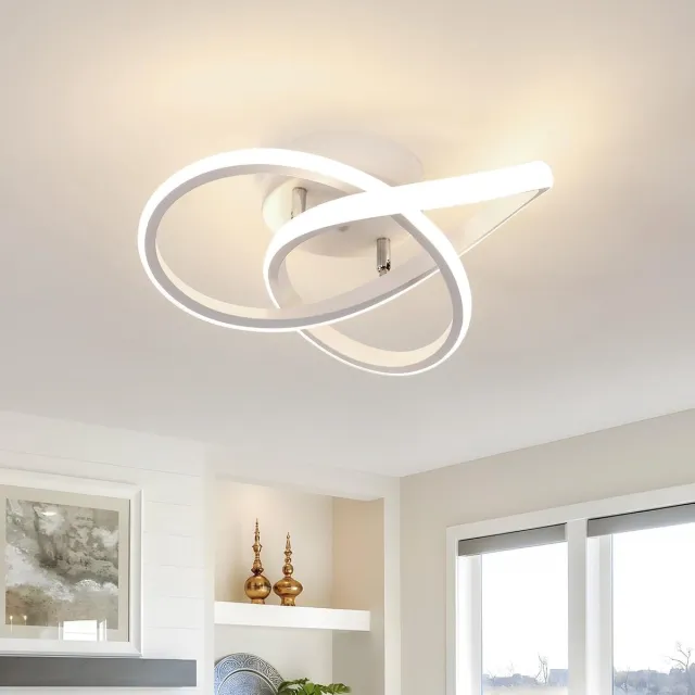 Riserva Moderne Plafondlamp, 30W LED Plafondverlichting 4500K Neutraal Wit, Klavervormige Witte Lamp van Aluminium, IJzer en Silicone, voor Woonkamer, Slaapkamer, Eetkamer