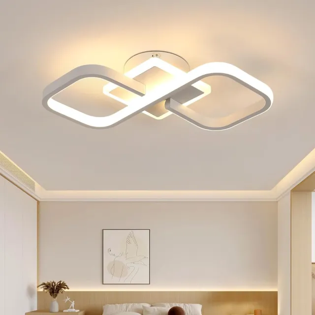 Haobosic Moderne LED-plafondlamp, warm wit, 36W, 4000LM, vierkante LED-plafondlamp van acryl, elegante verlichtingsarmatuur voor slaapkamer, woonkamer, gang en binnenverlichting. White