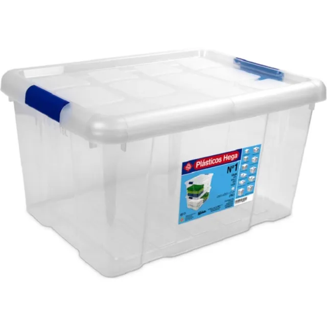 Hega hogar Opbergbox - met deksel - 39 x 29 x 21 cm - 16 Liter - Opbergbakken - Transparant