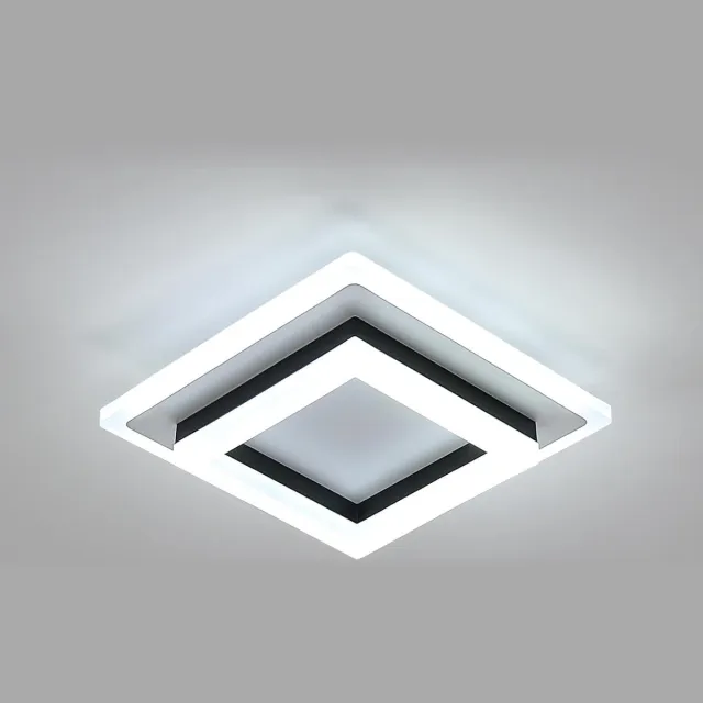 Goeco Plafondlamp - 20cm - Klein - LED - 24W - Vierkante - Zwarte - Koel Wit Licht - 6500K