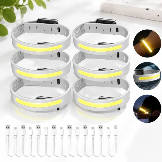 VHV Hardloopverlichting arm-Wandel lampjes-6-delige set - Oplaadbare LED-hardlooplamp - met verstelbare schouderband - geschikt voor hardlopen in het donker, joggen, wandelen, kamperen en trektochten Grijs