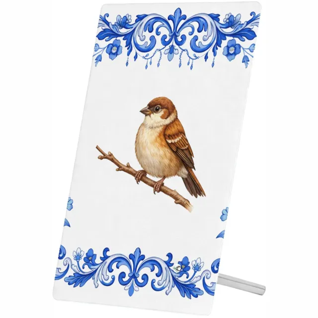 Mr Cadeautjes Glasframe 11 x 16 - design Een sierlijke vlinder centraal op een zachte botanische rand | cadeau Wit
