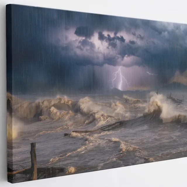 Saammp Canvas Schilderij - Storm - Abstract - 30x20 - Foto op canvas - Wanddecoratie - Muurdecoratie Woonkamer - Slaapkamer decoratie - Canvas Print Multicolor