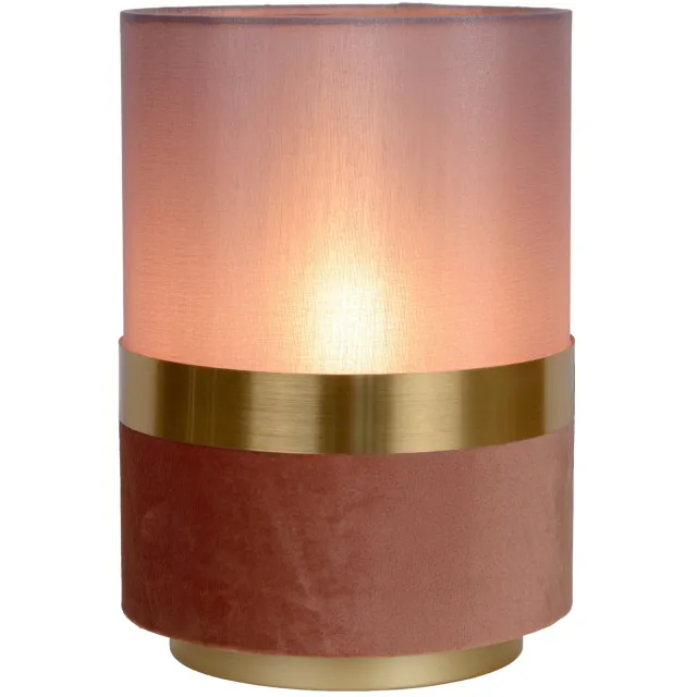 Lucide EXTRAVAGANZA TUSSE - Tafellamp - Ø 15 cm - 1xE14 - Roze Roze, Mat Goud / Messing