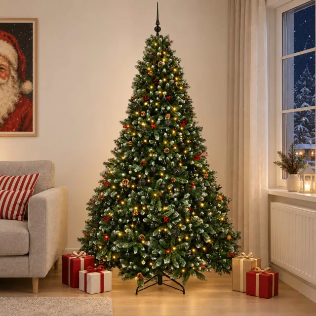 vidaXL Kunstkerstboom groen met kerstbal 300 cm 300 LED's Warmwit