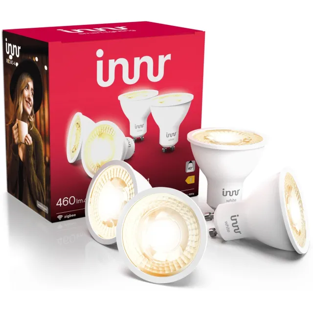 innr smart GU10 LED lamp - geschikt voor Philips Hue - Zigbee LED spot - warm white - slimme lamp - dimbaar - 460 lumen - 4 pack
