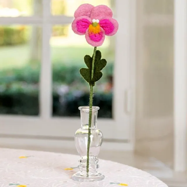 Sjaal met Verhaal Bloem Wolvilt - Viooltje Roze - Handmade-Fairtrade - Homedeco - 30cm Bloem-Viooltje-Roze