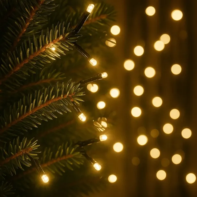 RexTech Solar lichtsnoer buiten 'Holly' - Kerst lichtslinger met 200 leds - Warm wit - Kerstverlichting - Feestverlichting - Tuinverlichting op zonne-energie