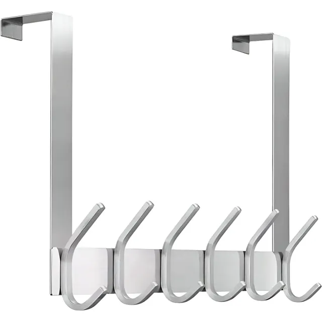 TOJ 12 Haaks Deurkapstok - 43CM - Kapstok - Handdoekrek - Stijlvol en Stevig RVS Materiaal - Zilver